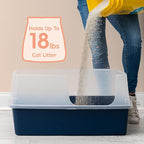 IRIS USA XX-Large Side Entry Cat Litter Box, Navy | Multi-Cat Use, Extended Length Design, Extra Room Interior, Jumbo Capacity Pan, Comfortable Space, Multiple Cat Ready
