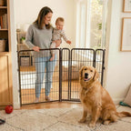 FXW Dog Gate, Extra Wide Adjustable for Openings Up to 55", 40" H | Flexible Space Control, Easy Walk-Through Access, 1 Panel + 1 Gate, For Medium & Large Dogs, Garage Use