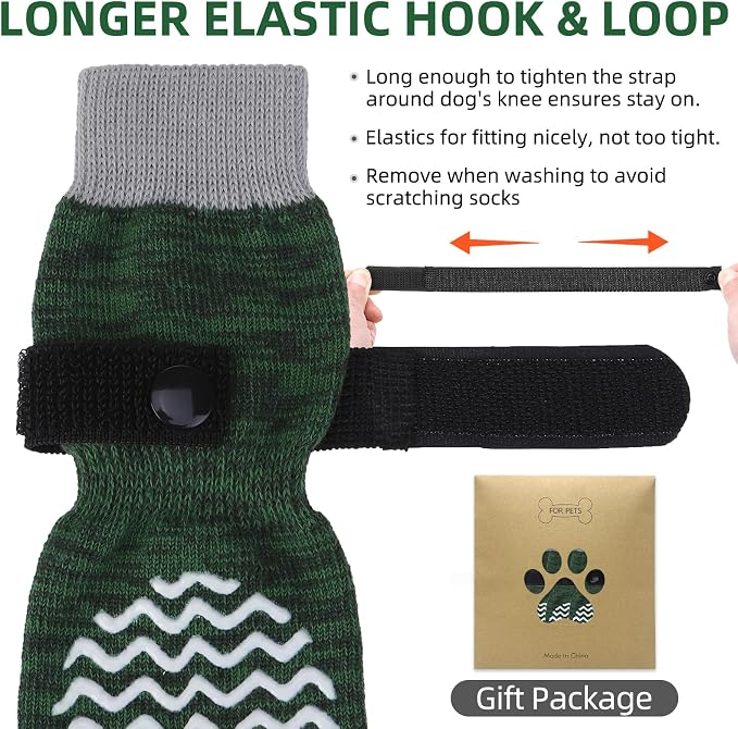 PUPTECK Anti Slip Dog Socks with Double Grippers for Hardwood Floors, Shoes for Hot/Cold Pavement, Boots & Paws Protectors to Prevent Licking, Traction Booties for Senior Small Large Dogs