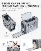 55x40x23 cm Soft-Sided Pet Carrier Bag Large Cat Small Dog Carriers | Up To 26lbs For Medium Cats Dogs Puppies Collapsible Travel Puppy Carrier with Foldable Bowls ,Grey