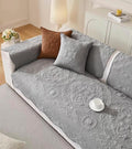 Luxury Vintage Cotton Embroidery Sofa Cover Soft Farmhouse Seat Cushion Cover Floral Quilted Sectional Couch Cover Anti-Slip Sofa Slipcovers Furniture Protector for Dogs Cats (Grey,36"x82")