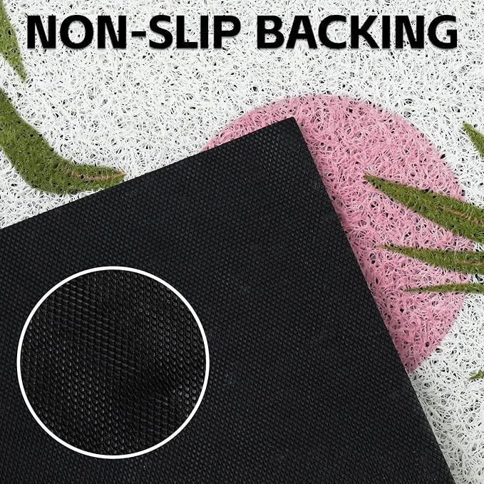 Cat Litter Mat Litter Trapping Mat, 33"x22" Waterproof Urine Proof Litter Box Mat Catcher Mat Non-Slip Washable for Kitty Kitten, Pink