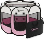 Sieidihit Dog Cat Pet Playpen Puppy Crate Cage Indoor Outdoor, Medium Pink | Nursing Rest Zone Recovering Pet Quarantine Room Portable Pop Up Easy to Set up lightweight Carrying Bag Wide applicability