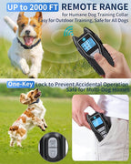 Shock Collar for Dogs 2 Dogs (15-120lbs) 2000FT Dog Shock Collar with Remote Control IPX7 Waterproof Dog Training Collar with Remote 4 Safe Modes Rechargeable Lock Flash Light for All Breeds Clear