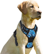BARKBAY No Pull Dog Harness Front Clip Heavy Duty Reflective Easy Control Handle for Large Dog Walking(Blue camo,S)