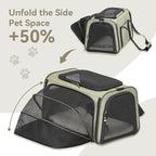 Petsfit Small Expandable Cat Carrier for Air Travel, Up to 9 lb | 16 x 10 x 9 in; sized for Alaska Airlines, with locking zippers, an interior safety tether and multi-side ventilation.