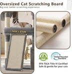 Heybly Cat Tree 72.4-Inch Anti-Tip Cat Tower with Spacious Perches HCT060W | All-in-One Cat Furniture for Large Cats, Multiple Interactive Areas, Extra-Large Sisal Scratching Board, Light Gray