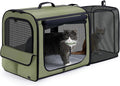 Dog Car Carrier Light Weight,Expandable,Foldable Dog Carrier, Green | Easy to Assemble, Portable and Breathable Pet Carrier, Suitable for Indoor and Outdoor Use, Dog Travel Crate with Curtain