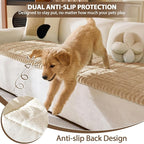 FUANGUI Waterproof Couch Cover Sofa Cover for Dogs and Pets Sofa Protector | Non-Slip Washable Fuzzy Soft Cat Bed Sofa Slipcover for 2-3 Cushion Couch Sofa Pet Friendly, Khaki, 27.6" x 82.7", 1 pcs