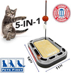 Pets First Cat Scratch Toy NCAA Texas TECH Red Raiders Reversible Basketball Court Felt/Cardboard Toy. Bell Tracks. 6-in-1 CAT Toy: Cat Wand Poll Catnip-Filled Plush Basketball (TT-5017-BB)