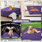 Smiry Waterproof Reversible Pet Couch Covers for Dogs | Pet Friendly, Soft Fabric, Washable Sofa Furniture Protector for Dogs Cat Kids, Checkered (30"x70", Purple/Purple)