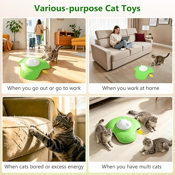 Hide and Seek Cat Toy, Automatic Treat Reward Interactive Cat Toy | Motion Touch Activated Electronic Cat Toys for Indoor Cats, Silicone Rechargeable Cat Play Mat for Bored Adult Kittens