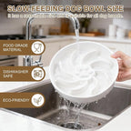 Ceramic Slow Feeder Dog Bowl, 3 Cup Dog Food or 25oz Water, Slow Eating Bowl for Middle Breed, Maze Puzzle Feeder for Fast Eaters, Anti-Choking Stop Bloat, Non-Slip BPA Free (White)