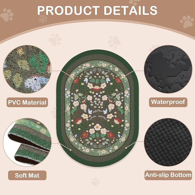 Bienbee Cat Litter Mat, 24" x 15" Dense Trapping Mesh for Litter Boxes | Litter Box Mat with PVC Mesh, Waterproof &Urineproof, Non-Slip Grip, Soft On Kitty Paws and Easy to Clean to Protect Floor