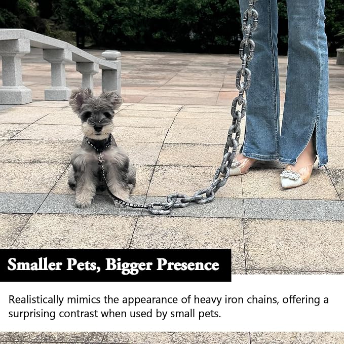 6 Ft Funny Dog Leash - Giant Plastic Chain Leash with Puppy Collar for Small Dogs, Cats, and Puppies - Black Funny Chain Dog Leash