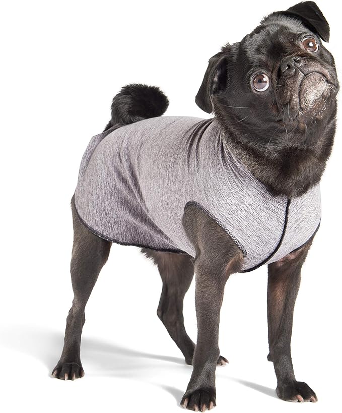 Gold Paw Sun Shield Dog Tee – T-Shirt for Canines – UV Protection, Pet Anxiety Relief, Wound Care – Protects Against Foxtails, Aids Alopecia - Machine Washable, All Season – Size 2 – Grey