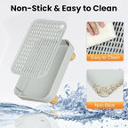 Litter Box Step, Litter Box Ramp/Catcher with Wooden Base, Anti-Tracking & Easy to Clean, Ideal for Small & Elderly Cats (Grey)