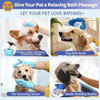 Dog Brush for Shedding 13pcs Bath Grooming Kit with Pet Nail Clipper and File - Dog Bath Brush Cat Grooming Supplies, Dematting Comb Bath Brush Shampoo Scrubber for Dogs and Cats
