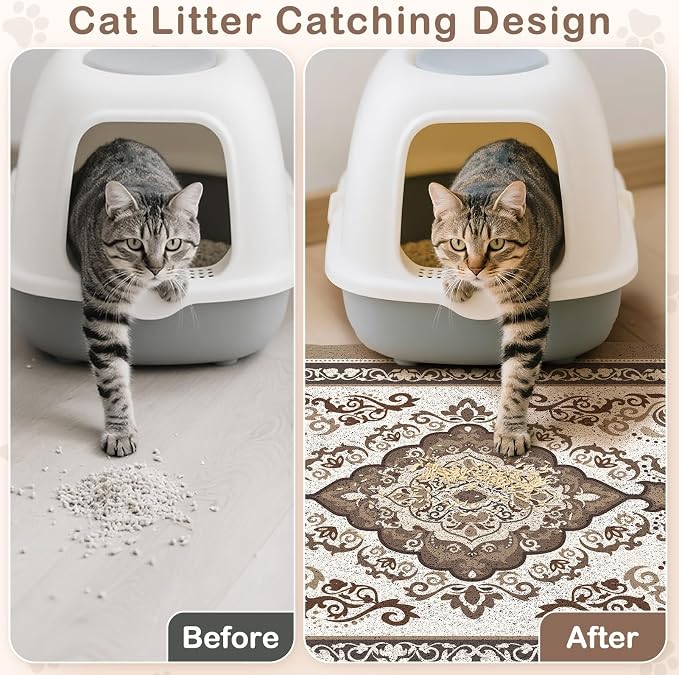 Unicorn Catcher 33"x22" Cat Litter Mat Non-Slip Washable Litter Box Mat | High-Density PVC Litter Catcher Mat Efficiently Traps Scattered Litter From Paws To Keep Floors Clean