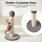 Cat Scratching Post for Small Space, 22'' Scratching Posts for Indoor Cats Adults, Extra Wide 13.4" Stable Base & Natural Sisal, Cute Cat Scratching Post with Short Plush Fabric for Large Cats, Gray