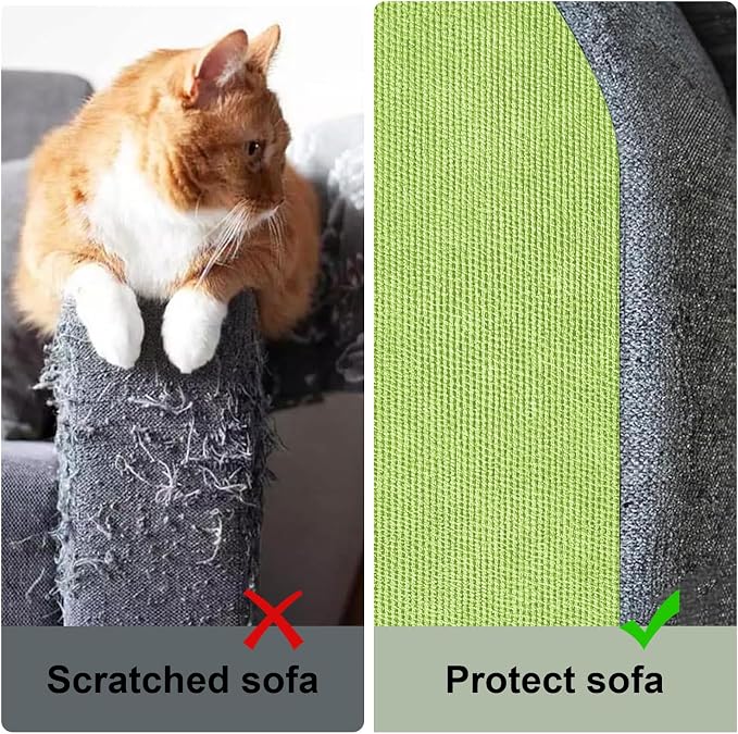 Cat Scratch Couch Furniture Protector from Cat Claws, Green, 39.3x15.8In | Heavy-Duty Cat Scratching Mat Pad for Sofa Corners, Walls, Doors-with 10 Pins