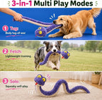 Squeaky Dog Plush Chew Toy, Interactive Tug Squeaky Toy for Chewers, Medium & Large Dogs & Fetch Play, 39.4 in Stuffed Silly Snake Toy with Elastic Stretchable Body for Gentle Gum Care&Boredom Relief