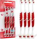 Pet Toothbrush for Dogs, Cats with Soft Bristles - Easy Teeth Cleaning & Dental Care, Non Slip Dual Head Dog Toothbrush for Medium & Large Pets, Toothpaste Not Included, Pack of 4 Red