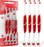 Pet Toothbrush for Dogs, Cats with Soft Bristles - Easy Teeth Cleaning & Dental Care, Non Slip Dual Head Dog Toothbrush for Medium & Large Pets, Toothpaste Not Included, Pack of 4 Red