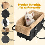 VavoPaw Center Console Dog Car Seat for Small Dogs&Cats Under 12 LBS | Puppy Car Seats with Non-Slip&Strong Support,Anti-Collapse Portable Pet Bed for Puppies with Soft Cushion Safety Belt,Brown