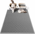 Pieviev Cat Litter Mat, Double-Layer Waterproof Litter Trap, 36" x 30" Gray | Honeycomb Design Catches Scattered Particles to Stop Tracking, Urineproof Base Protects Floors, Easy to Clean