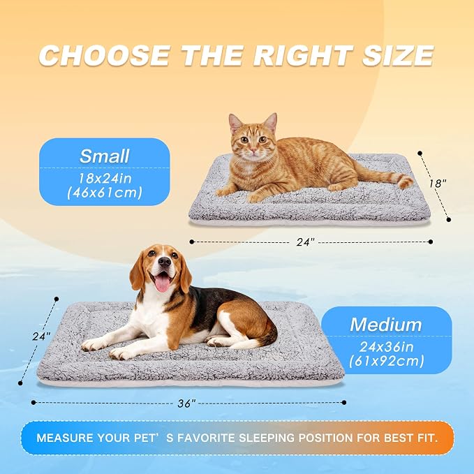 Cooling Mat for Cats, Reversible Self Warming Cat Bed, Dark Blue, 18x24 In | Cool-Touch Ice Silk Side, Plush Fleece Warm Side, Heat-Reflective Foil for Indoor Cats, Kittens, Small Dogs and Crates