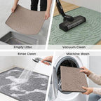 Cat Litter Mat Medium 23.6x15.7in, Sage Green Silicone Rubber Scatter Control Kitty Litter Box Trapping Mat, Waterproof Easy to Clean, Odorless Pet Supplies, Indoor Cat Essentials