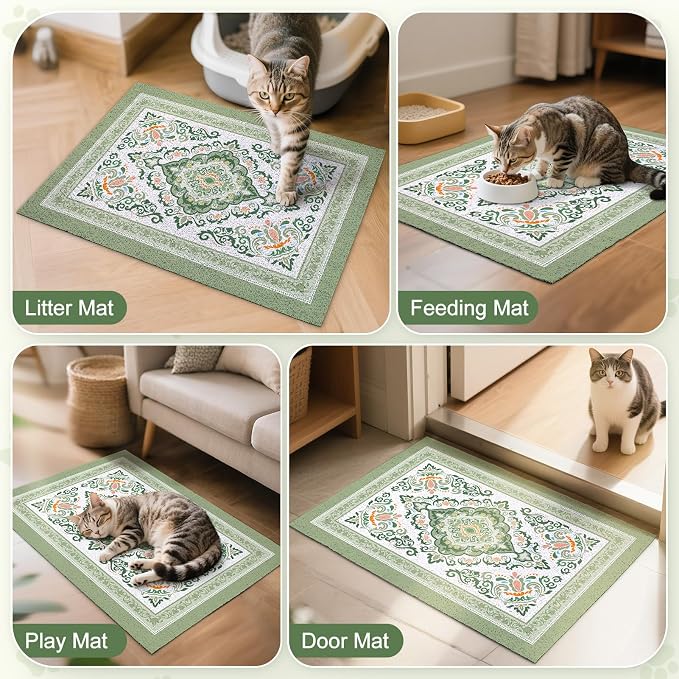 Unicorn Catcher 40"x30" Cat Litter Mat Non-Slip Washable Litter Box Mat | High-Density PVC Litter Catcher Mat Efficiently Traps Scattered Litter From Paws To Keep Floors Clean