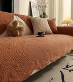 Luxury Vintage Cotton Embroidery Sofa Cover Soft Farmhouse Seat Cushion Cover Floral Quilted Sectional Couch Cover Anti-Slip Sofa Slipcovers Furniture Protector for Dogs Cats (Orange,36"x47")