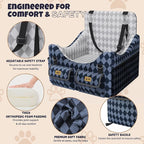 Dog Car Seat for Small/Medium Dogs up to 35lbs, 4-Pocket Storage Memory Foam Dog Booster Seat, Detachable Washable Pet Car Seat with Safety Belt, Outdoor & Indoor Use (Blue/Grey)