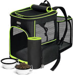 BAGLHER Expandable Cat Carrier Backpacks, Retractable Pet Carrier Backpack for Small Dogs & Cats with Breathable Mesh, Travel Bag Up to 18 Lbs for Hiking Camping Outdoor - Black