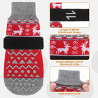 KOOLTAIL Dog Socks to Prevent Licking Paws, Dog Christmas Outfit Shoes for Winter Snow Pavement, Warm Fleece Pet Boots & Paw Protector for Hardwood Floors Anti Slip, Small Medium Large Size, Red M