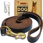 Leather Dog Leash 6ft x 3/4 inch,Strong Heavy Duty Genuine Leather Braided Dog Training Leash, Soft and Comfortable Leather Leash for Large Dogs, Medium Small Dogs (Brown, 6FT*3/4in)