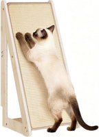 Aechonow 26.4'' Sisal Cat Scratcher Ramp for Indoor Cats | Vertical Scratching Pad for Large Cats, Wooden Cat Furniture