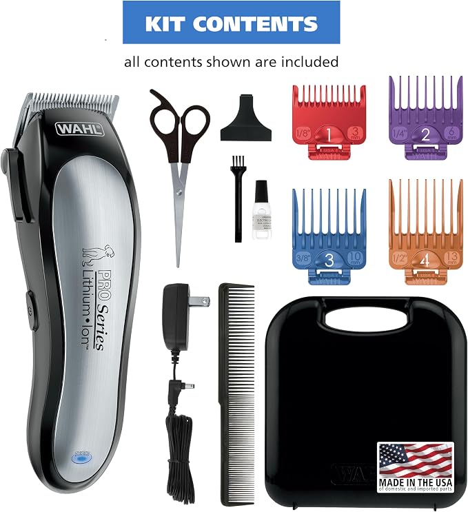 Wahl USA Lithium Ion Pro Series Cordless Animal Clippers – Rechargeable, Heavy-Duty, Electric Dog & Cat Grooming Kit for Small & Large Breeds with Thick to Heavy Coats – Model 9766 | Heavy Duty Electric Dog Grooming Clippers For At Home Haircutting Of ...
