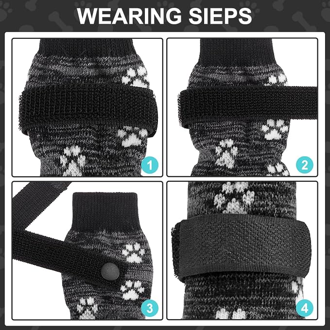 KOOLTAIL Anti Slip Dog Socks for Hot/Cold Pavement to Prevent Licking Paws,Booties for Hardwood Floors,Traction Rain Dog Boots&Paw Protectors Shoes with Grip for Outside Small Medium Large Senior Dogs