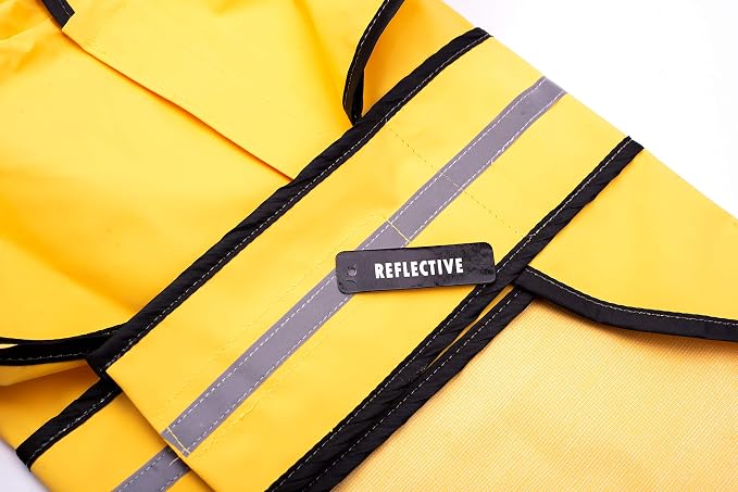 SPOT Rainy Days Slicker - Yellow Dog Rain Jacket With Hood, Reflective Strip for Safety, Leash Hole & Adjustable Velcro Belly Strap, 100% Polyester Water Resistant Pet Raincoat - X-Small, 8in Long