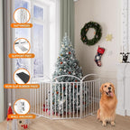 SNUOWU 3 Panles Full Matel Freestanding Dog Gates, 72" Extra Wide 32" Tall Free Standing Dog Pet Gate for Indoor & Outdoor. Foldable Pet Fences for Doorways, House, Stairs, Porch, Deck, Yard