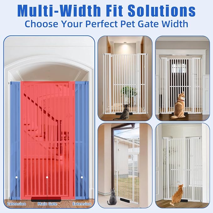 SHYUJAJIE 71 Inch Extra Tall Pet Gate for Cats | 29.92"-43" Adjustable Wide Dog Gates,Pressure Mounted Walk Through Tall Pets Gate for Doorways,Hallway,Stairs,White