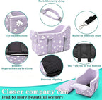 Center Console Dog Car Seat for Medium Dogs,Purple | Portable Armrest Booster With Soft Cushion Safety Belt, Up To 21 Lbs