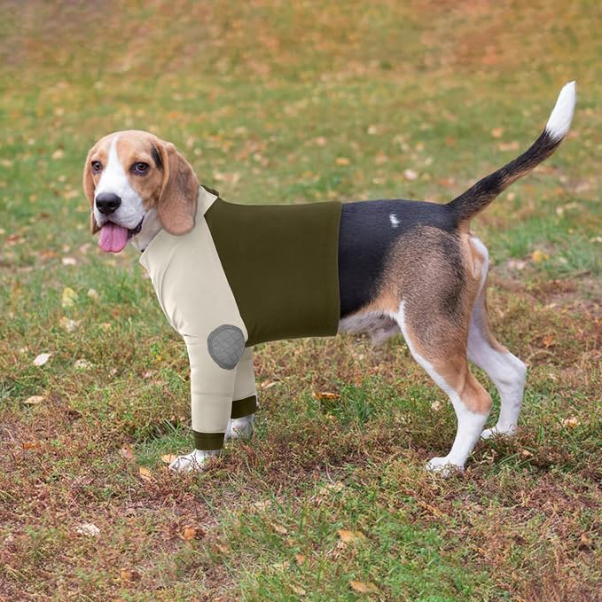 Lelepet Dog Sleeve to Stop Licking Front Legs, Long Sleeve Dog Shirt S | Elbow Protector for Leg Injuries Shoulder Wounds After Surgery Male Female,Zippered Long-Sleeved Shirt Cone Alternative S-3XL