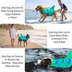 Fragralley Shark Dog Life Jacket, Easy to Put on Dog Life Vest for Swimming and Boating, Vibrant & Adjustable Dog Life Preservers for Small Medium Large Dogs, Suit to Swim, Fish, Beach, Surfing