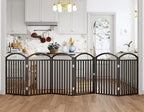 Foldable Pet Fence 144" Wide, 32" Tall,No-Assembly Dog Gate with Door,Black | 6 Panels Metal Folding Freestanding Dog Gate Walk Through,Extra Accordion Puppy Folding Playpen for Doorways, Stairs,House