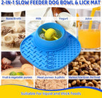 Slow Feeder Dog Bowls, Lick Mat & Interactive Rolling Ball, Dishwasher Safe | 2-in-1 Enrichment Lick Bowl, Anti-Slip Suction Base, Fits Liquid & Thick Treats, 150ml for Small Medium Large Dogs & Cats