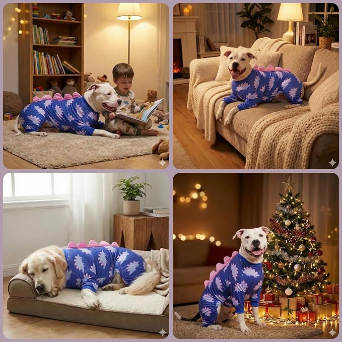 LovinPet Large Dog Pajamas, Four-Leg Stretch Onesie Bodysuit, Lightweight UV-Shielding Pajamas, Anti-Lick Calming Recovery Suit for Surgery, Pull-On for Medium and Large Breeds,Black Pink,3XL